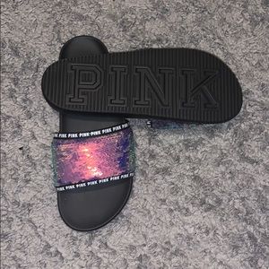 BRAND NEW PINK GLITTER SEQUIN SLIDES